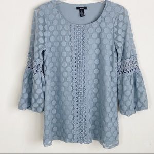 Alfani - Gray dot mesh overlay long sleeve